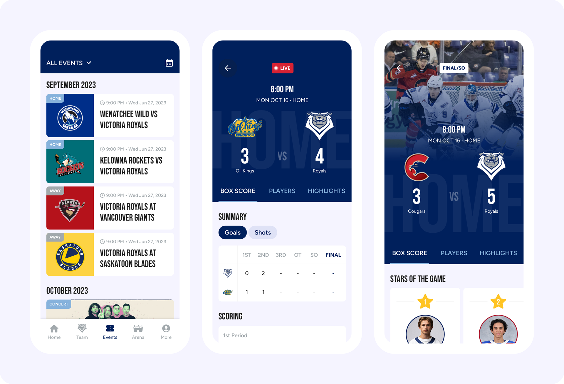 An image of the Royals App project.